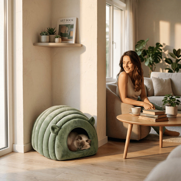 Niche chat idéale dans un salon pour offrir calme intimité et repos quotidien
