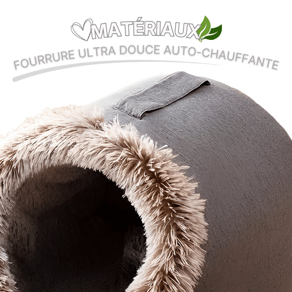 Niche pour chaton en fourrure auto chauffante offrant chaleur et confort rassurant quotidien