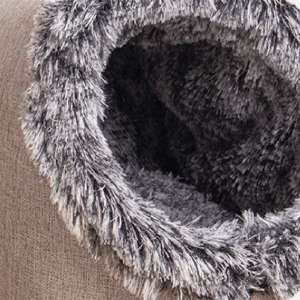 Niche pour chaton avec intérieur en peluche épaisse procurant chaleur et sécurité permanente