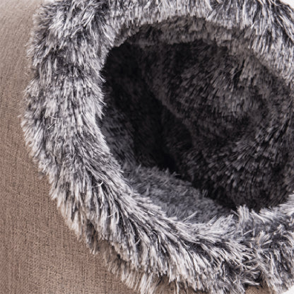 Niche pour chaton avec intérieur en peluche épaisse procurant chaleur et sécurité permanente