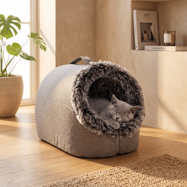 Niche pour chaton idéale pour dormir profondément dans un cocon protecteur et chaleureux