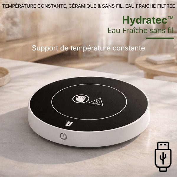 Plateau à induction avec réglage de température constante pour fontaine eau chat sans fil céramique Hydratec™