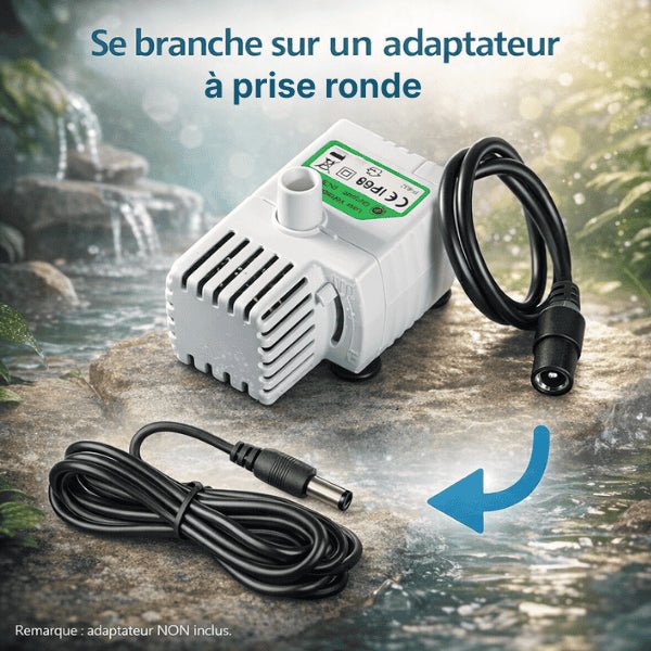Pompe fontaine pour chat pour adaptateur à prise ronde