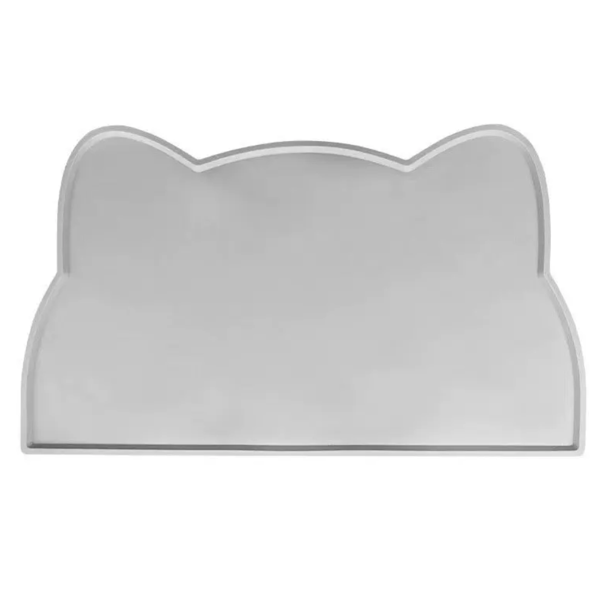 Tapis gamelle chat silicone gris anthracite tête de chat anti débordement KittyPlacemat™