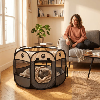 Tente chat intérieure offrant au félin un espace calme délimité et confortable